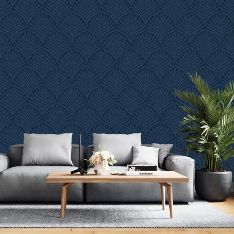 blue living room wallpaper